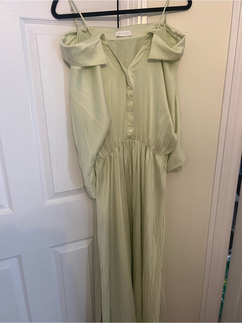 SIMKAI Light Green Cold-Shoulder Maxi Dress